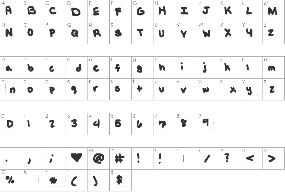AmberlynFont font character map preview