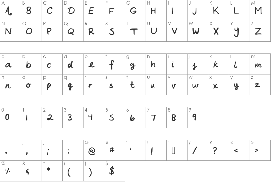 ABCP font character map preview