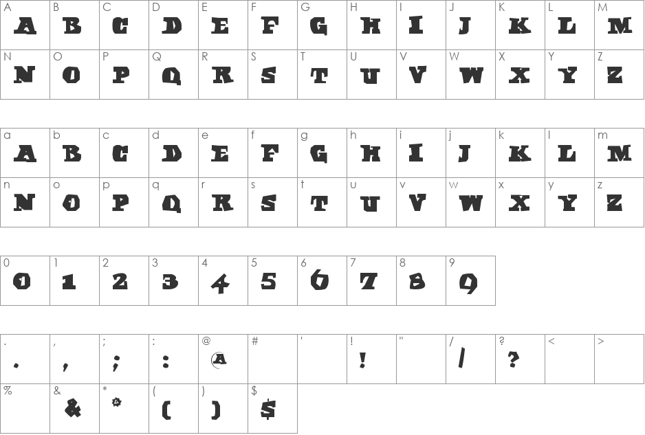EgyptAxt font character map preview