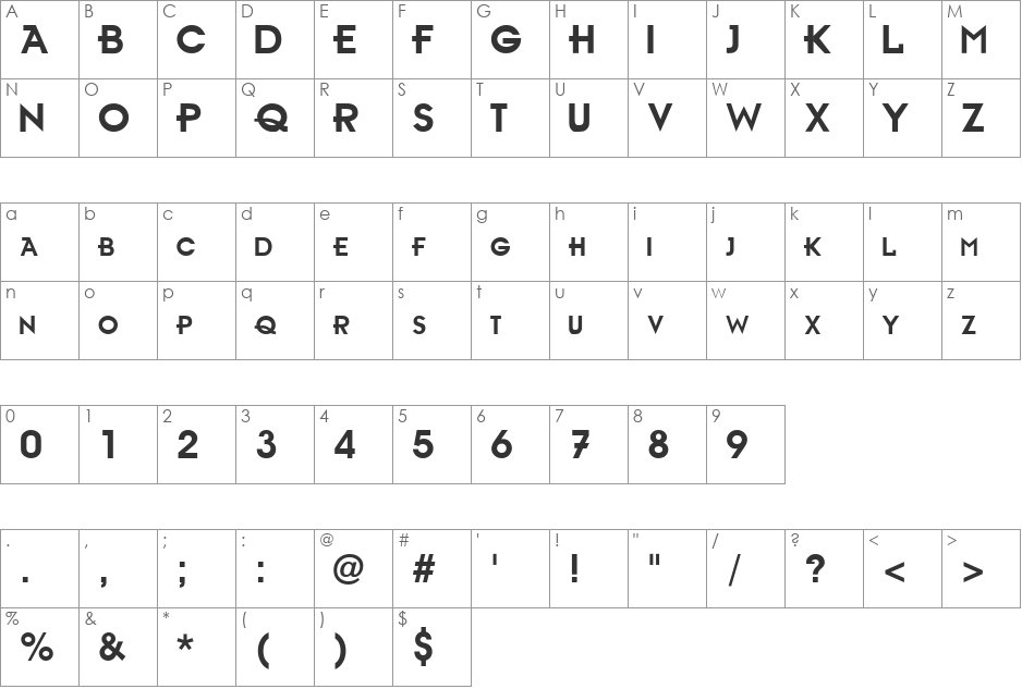 Ambient font character map preview