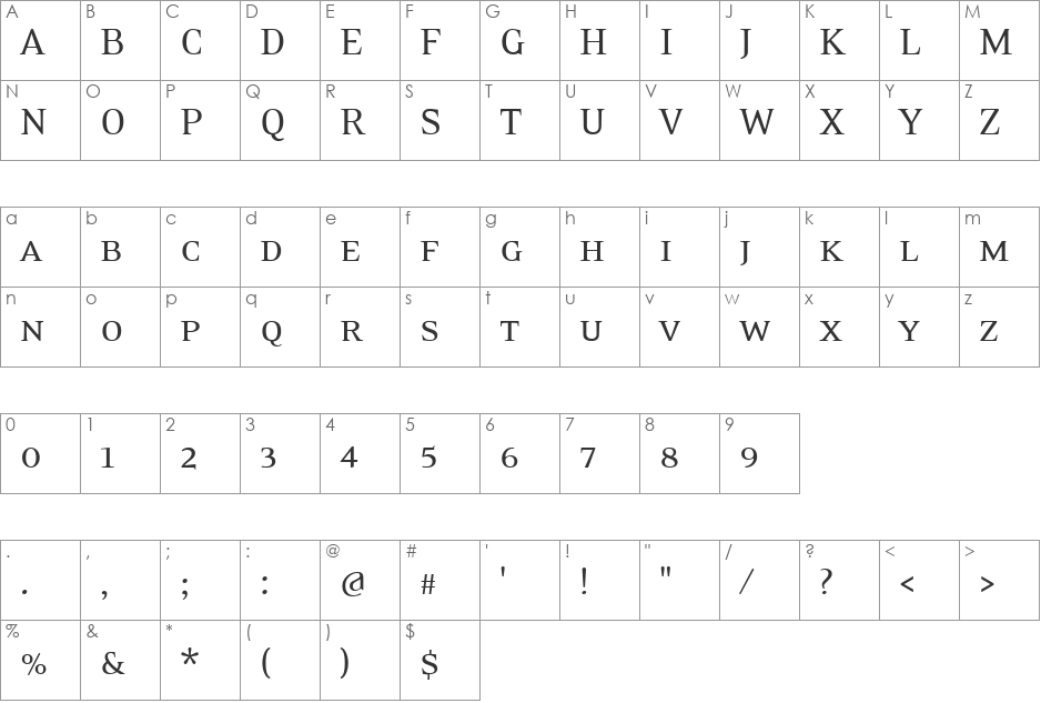 EideticNeoSmallcaps font character map preview