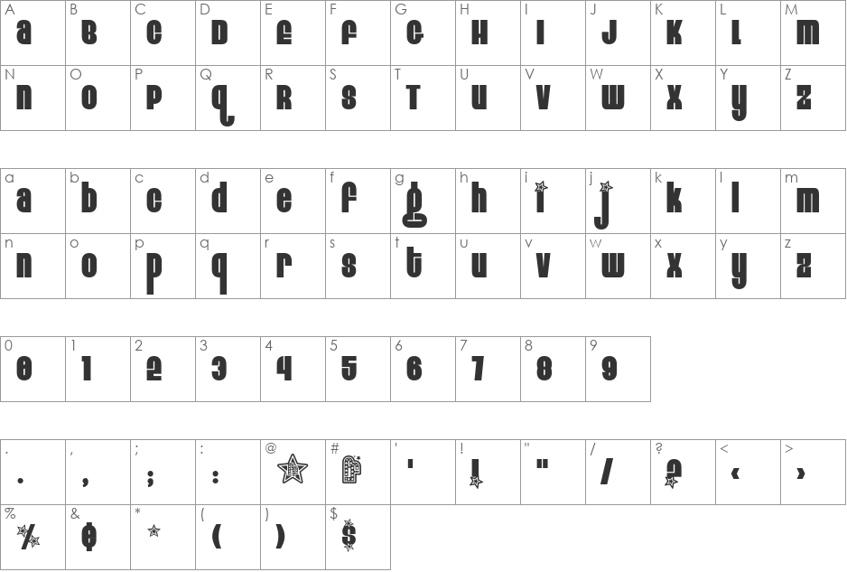 Eight Track program two font character map preview