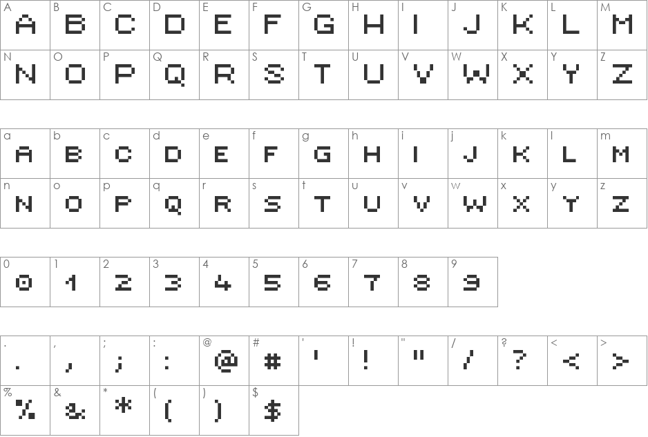 Ambitsek font character map preview