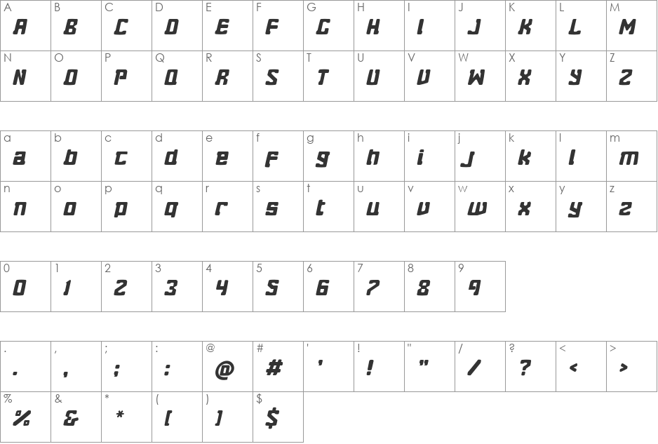 Eightball Straight font character map preview