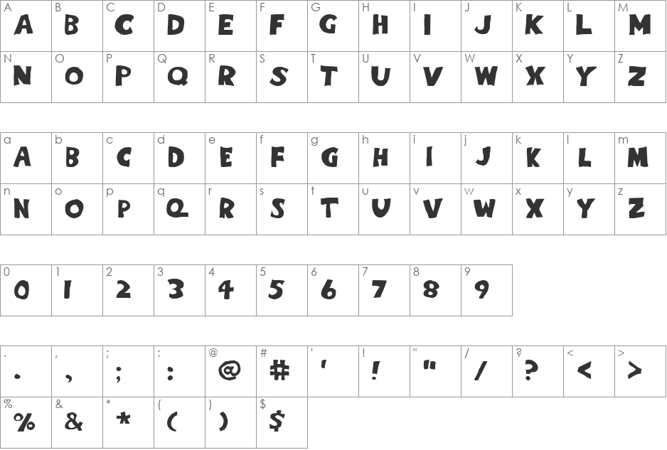 Eighty Percent Caps font character map preview