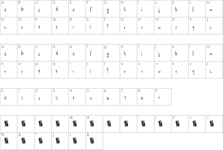 EigthGrade font character map preview