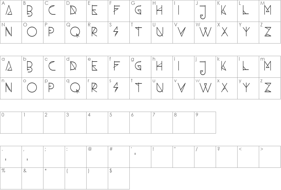 Ambo font character map preview