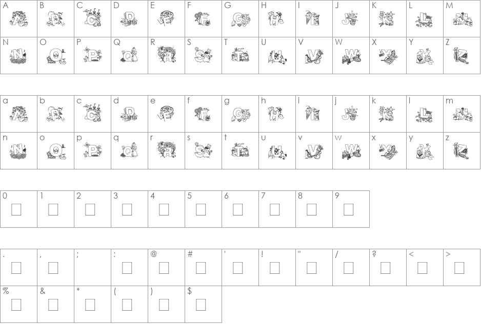 ABCPlay font character map preview
