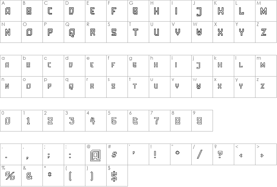 Amboss font character map preview
