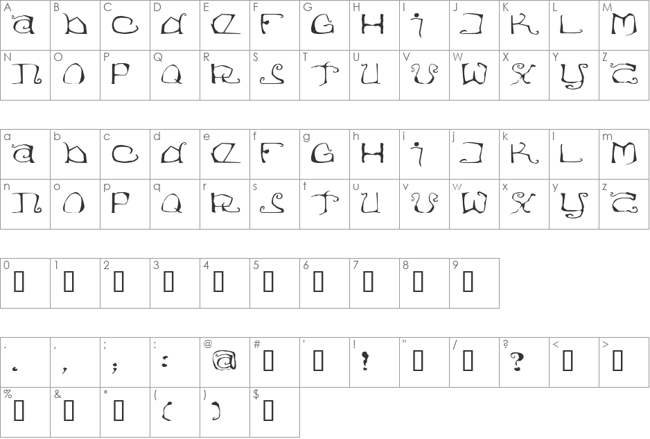 Eisregen font character map preview