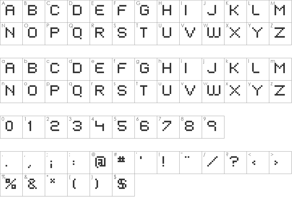 EIVEN MAJOR font character map preview
