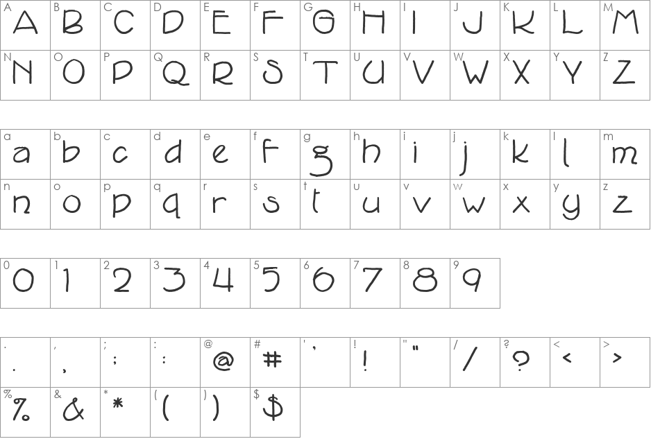 EK Bungalow font character map preview