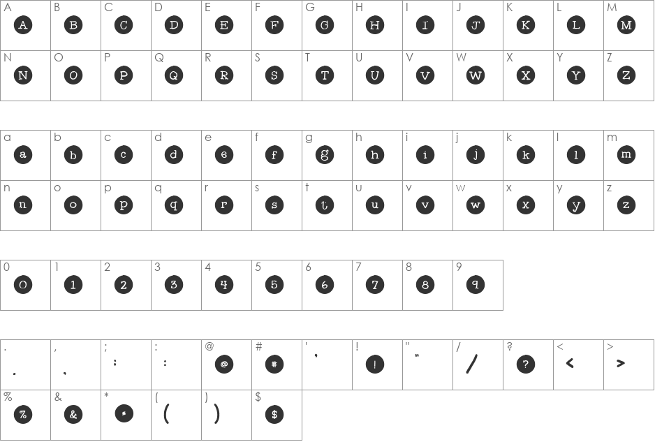EK Buttons font character map preview