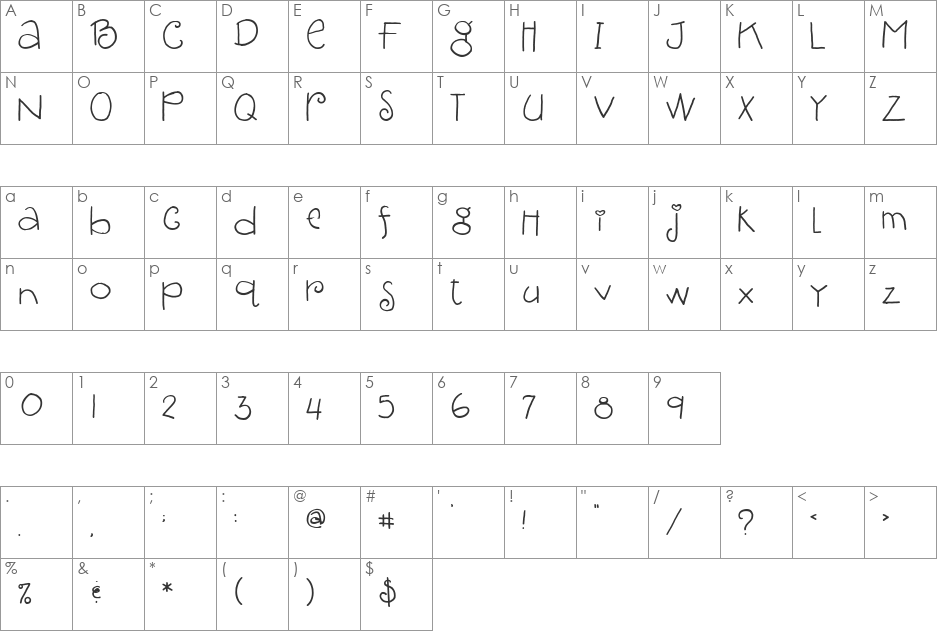 EK Fairy font character map preview