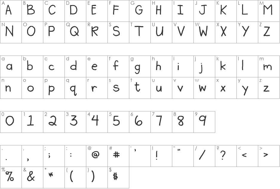EK Frosting font character map preview