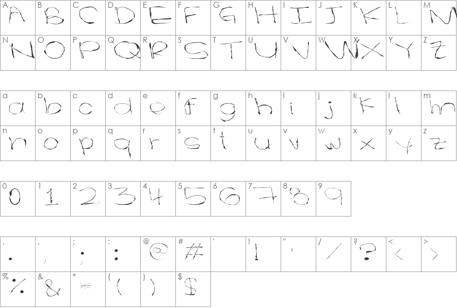 el rastro del pintalabios font character map preview