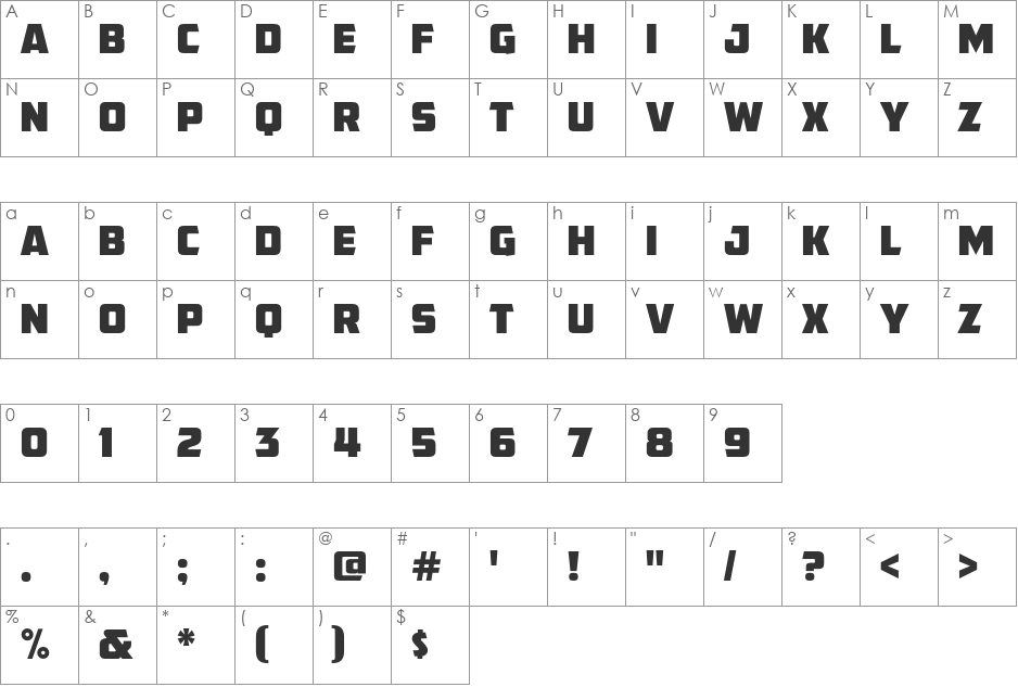 AMCAP Eternal font character map preview