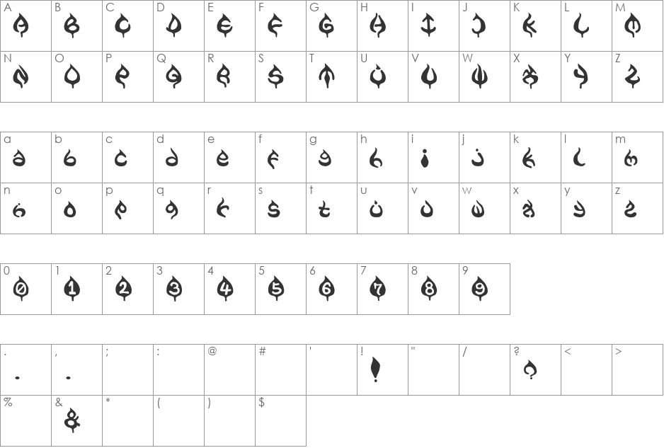 AME- font character map preview