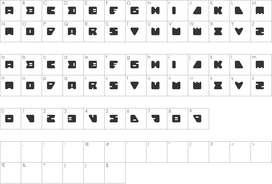 Ameba font character map preview