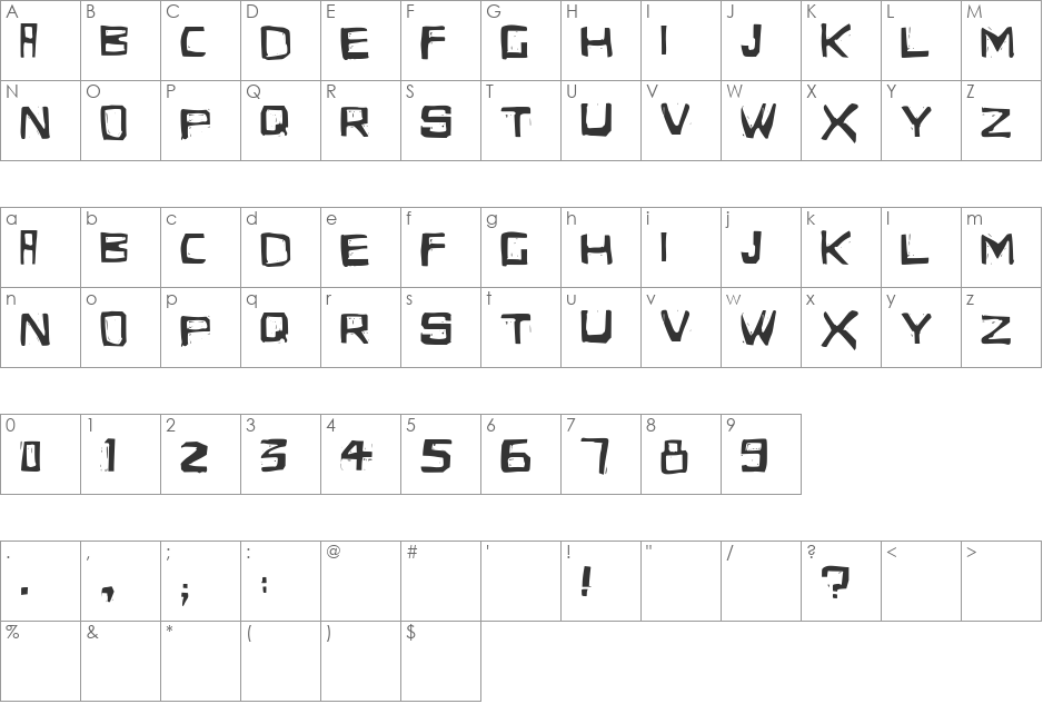 Eldes Cordel 1 font character map preview