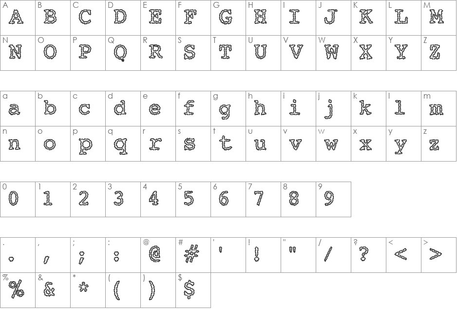 Electric Hermes AOE font character map preview
