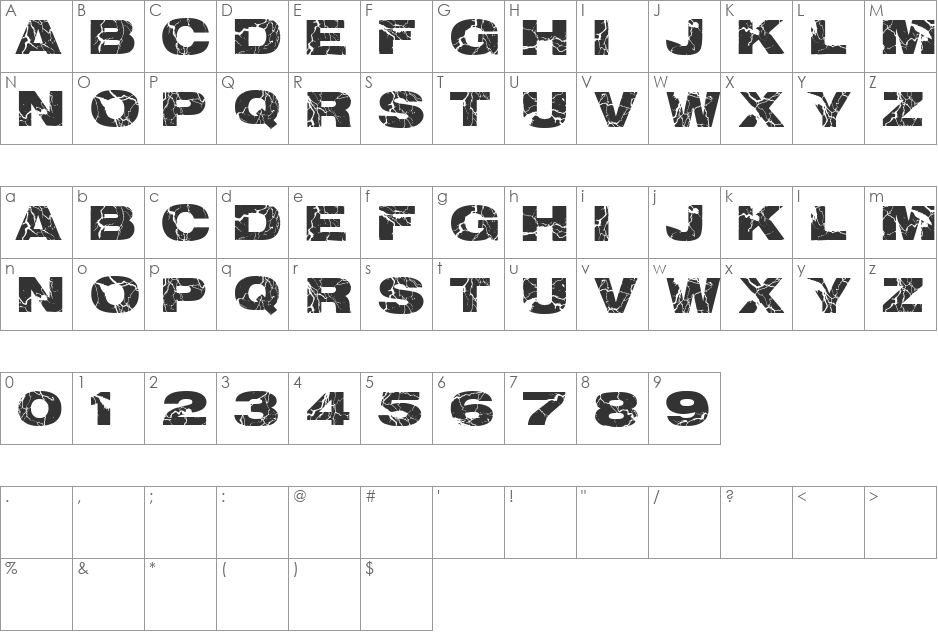 electrical font character map preview