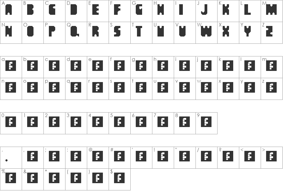 Electricals Ltd. font character map preview