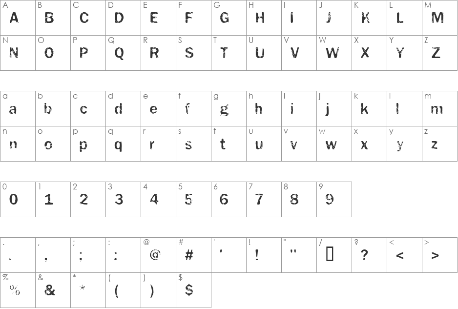 Electrickle font character map preview