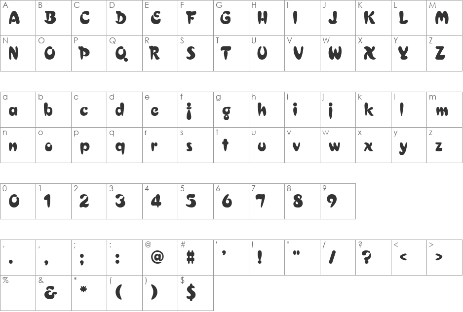 Electrik font character map preview