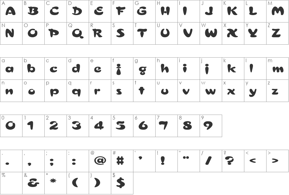 Electrik Ex font character map preview