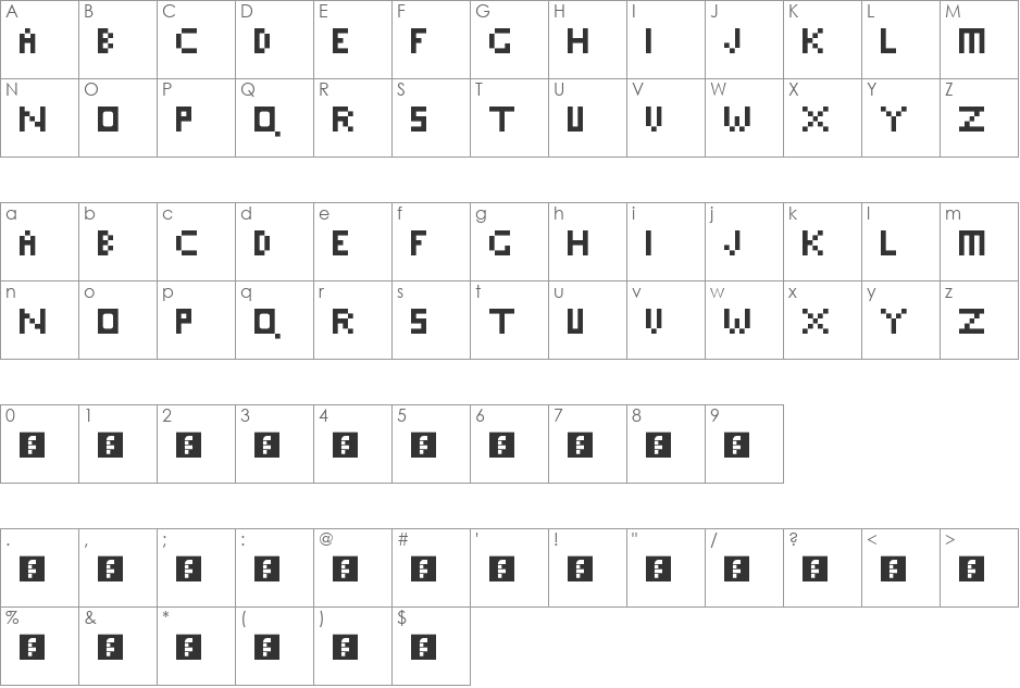 electro pixel font character map preview