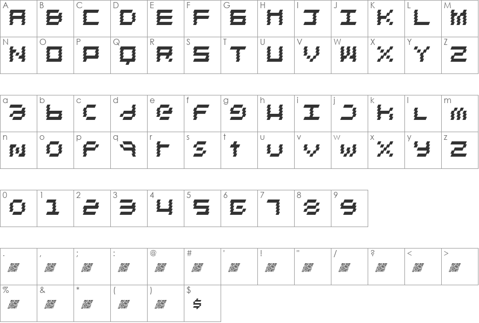 ElectroHouse font character map preview