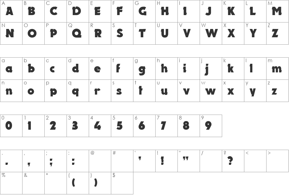 Electron Cyr font character map preview