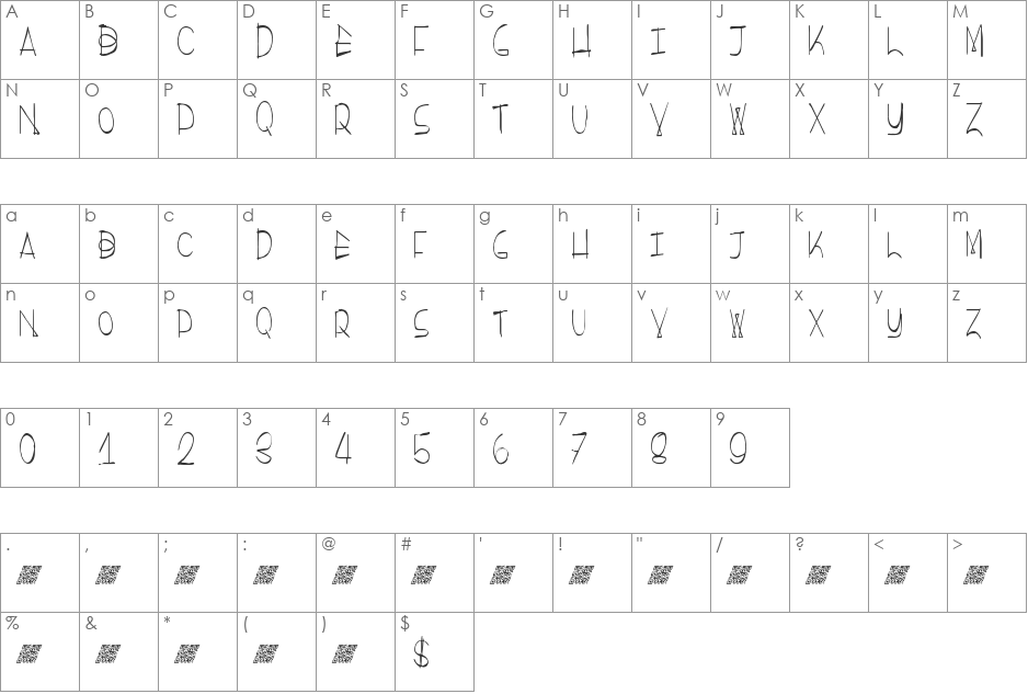 ElectronicVoyage font character map preview