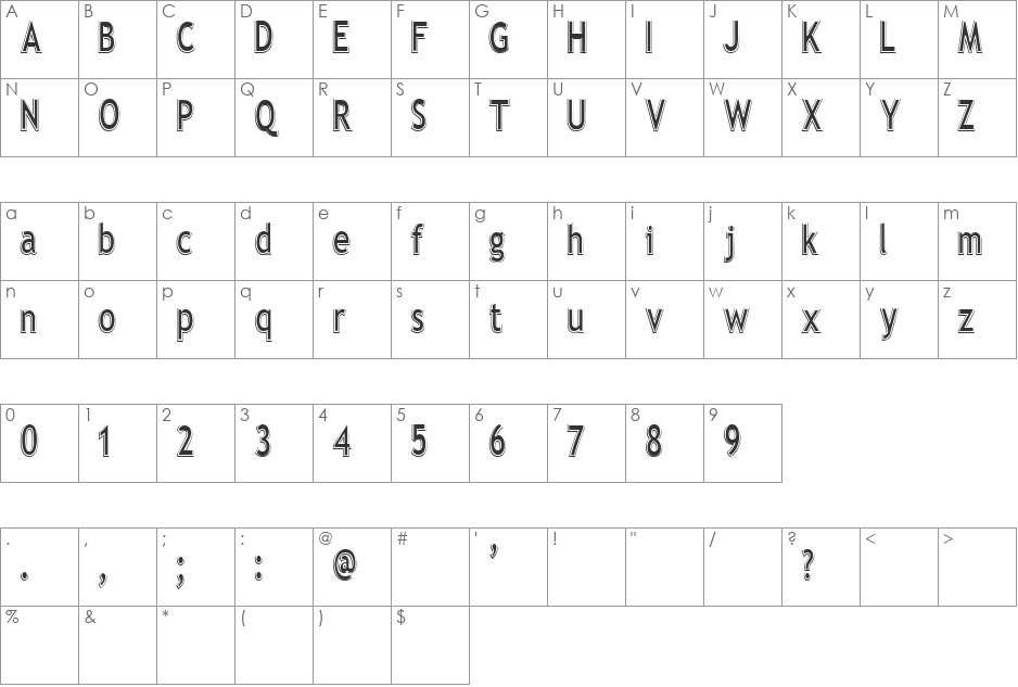Elegante font character map preview