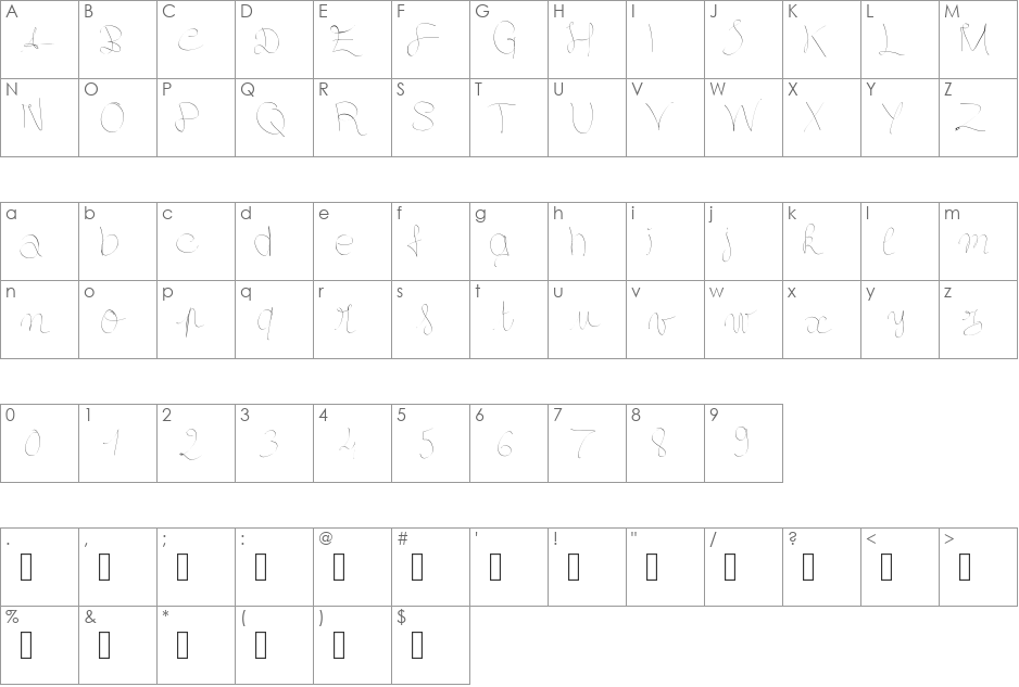 Elegantegaelle font character map preview