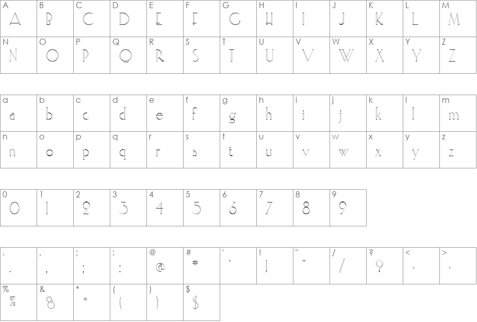 ElegantOpenFace font character map preview