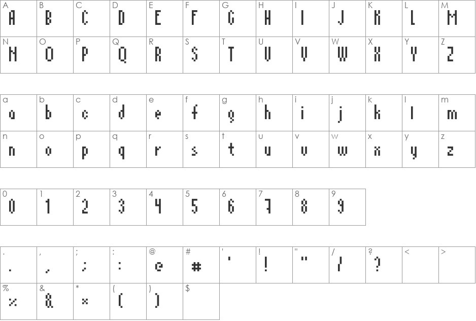 ElegantSlim font character map preview