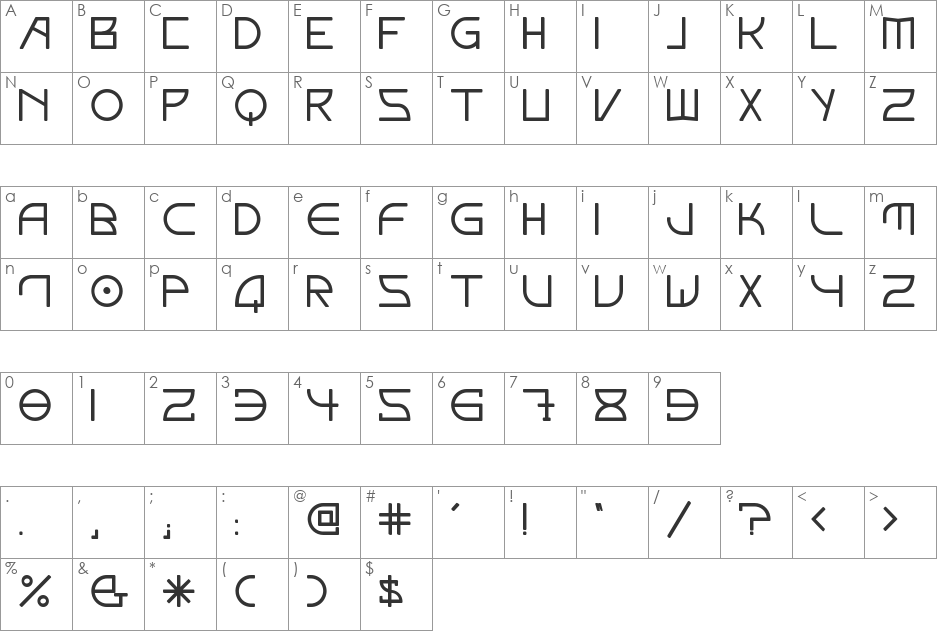 Elektora font character map preview