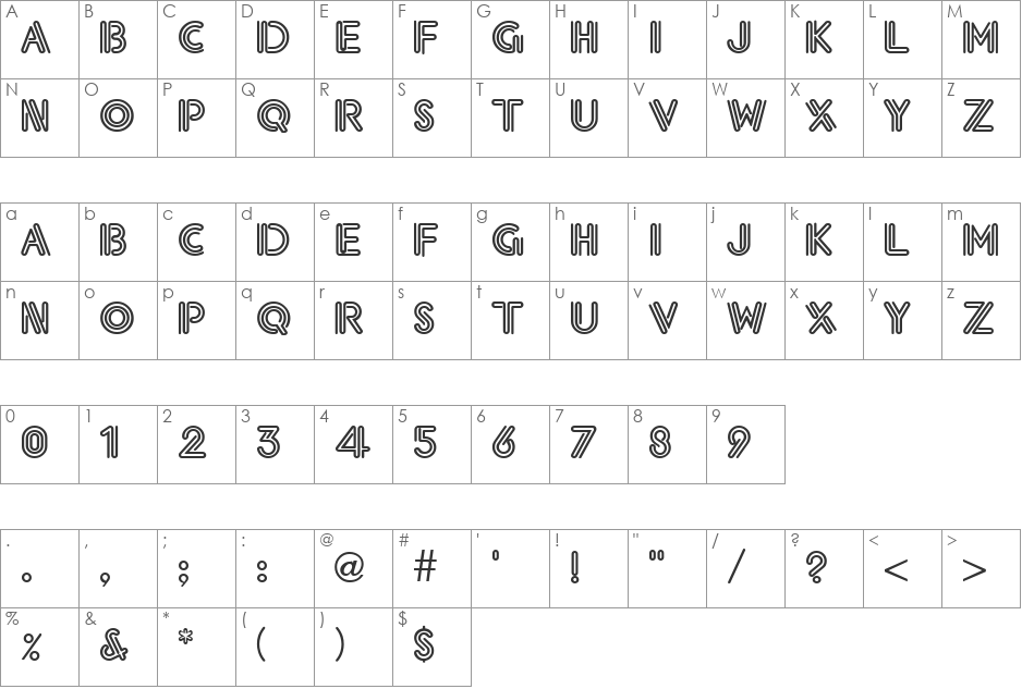 Elektrik font character map preview