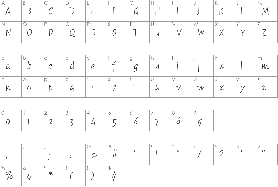 ElektrixLight font character map preview