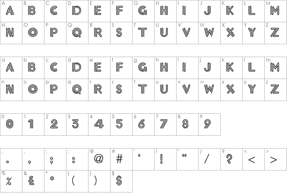 Elektron font character map preview