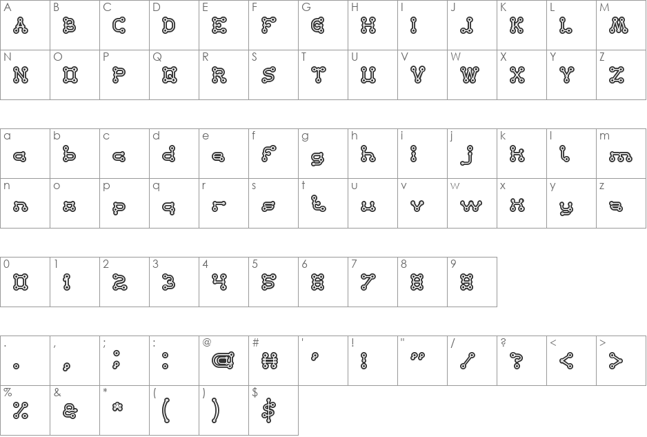 ELEMENT font character map preview