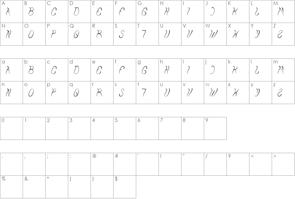 ELEMENTAL font character map preview