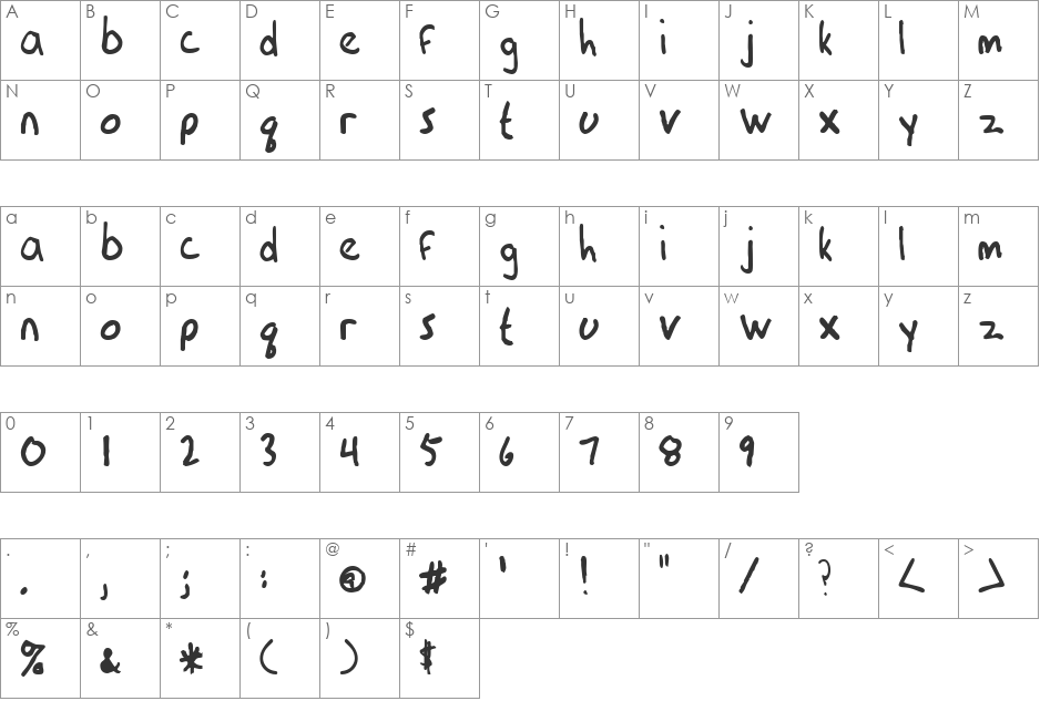 Elementric font character map preview