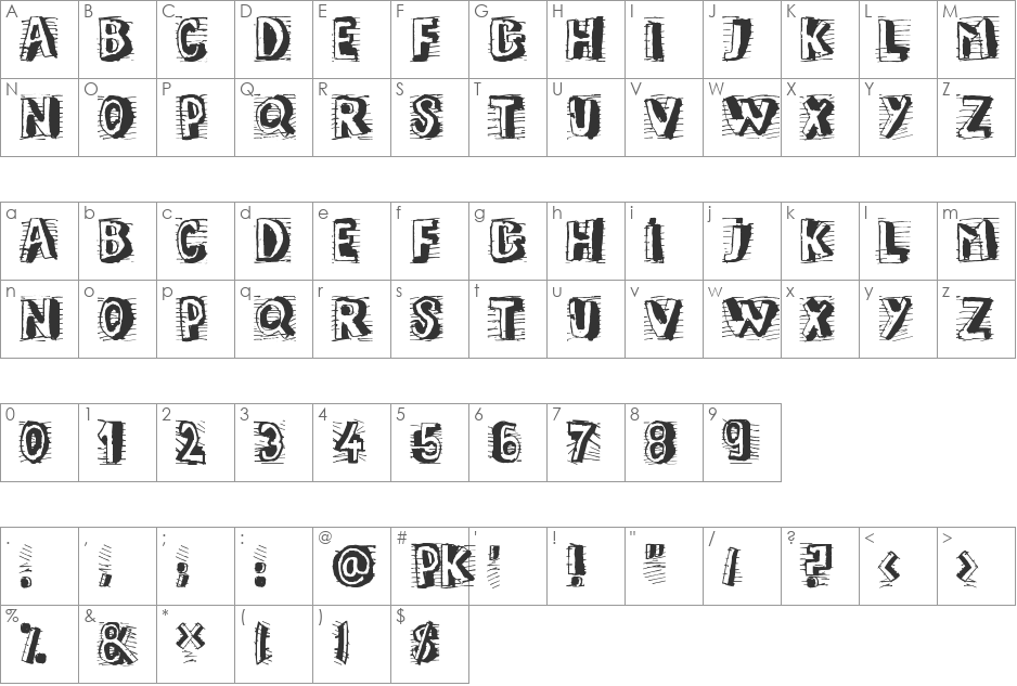 ELEPHANT font character map preview