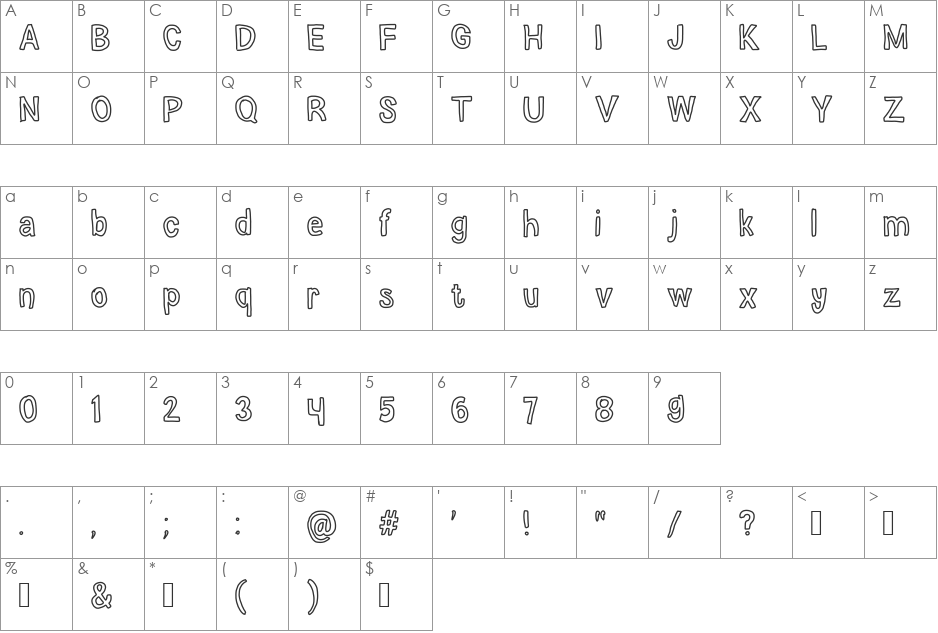 elephant font character map preview