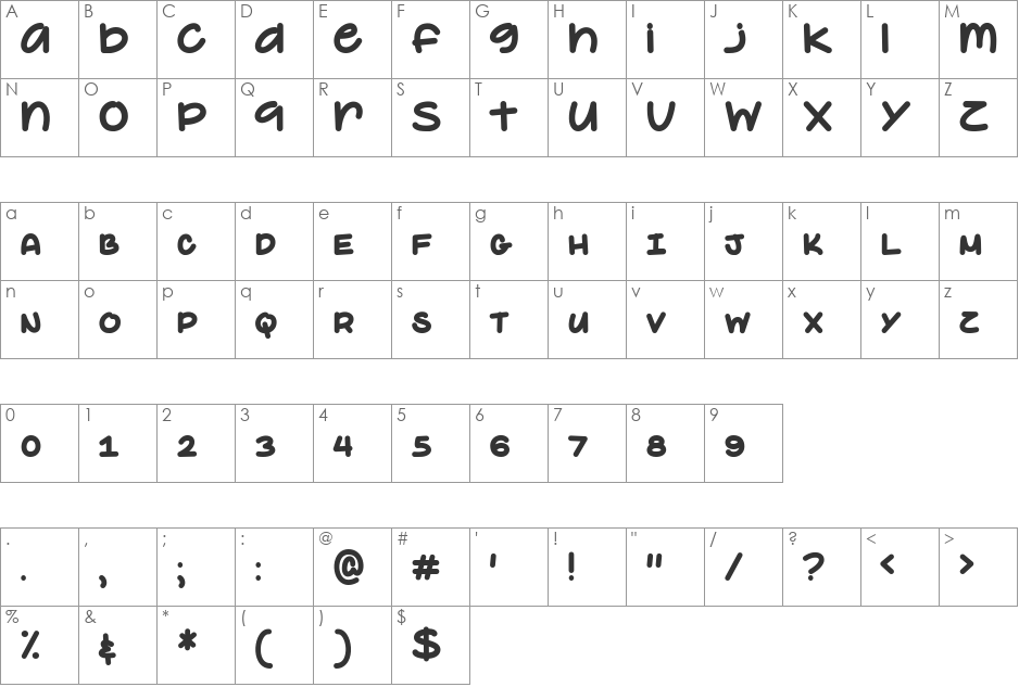 Elephant Ears Demo font character map preview