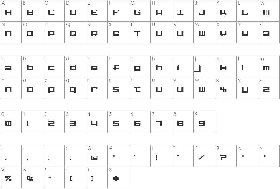 Elephento Solo font character map preview