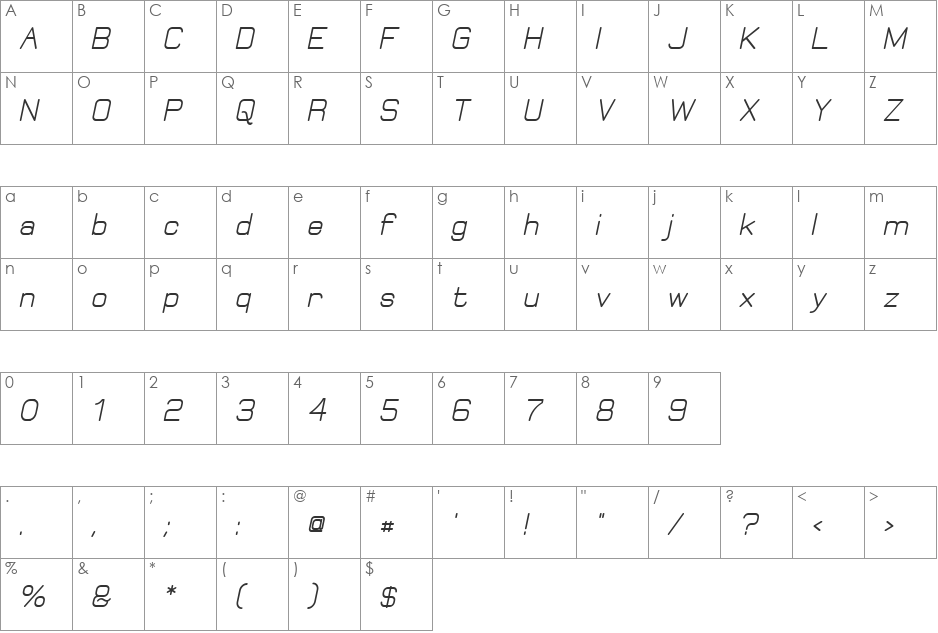 Elgethy Est Bold font character map preview